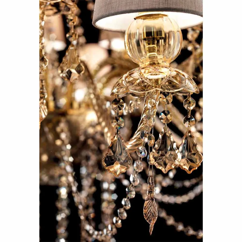 Lampadario a 16 Luci Fatto a Mano in Vetro di Venezia, Made in Italy - Milagros Viadurini