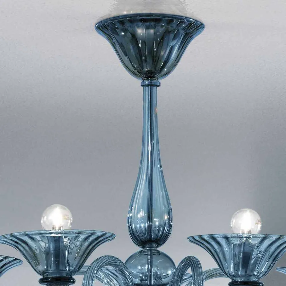 Lampadario a 5 Luci Artigianale in Vetro di Venezia, Made in Italy - Margherita Viadurini