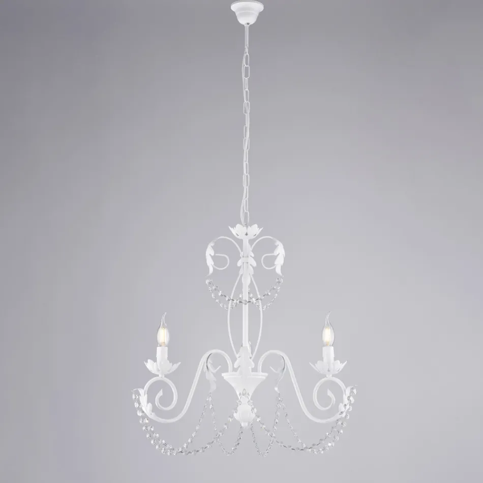 Lampadario a 5 luci in metallo e cristallo per un’illuminazione scenografica – Perla Viadurini
