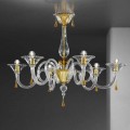 Lampadario in Vetro Veneziano a 6 Luci Fatto a Mano, Made in Italy - Margherita