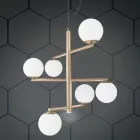 Lampadario a 6 Luci in Metallo Verniciato con Diffusori in Vetro - Lido Viadurini