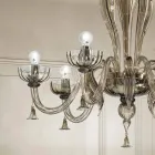 Lampadario a 6 Luci in Vetro Veneziano, Realizzato a Mano in Italia - Regina Viadurini