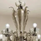 Lampadario a 6 Luci in Vetro Veneziano, Realizzato a Mano in Italia - Regina Viadurini