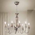 Lampadario a 8 Luci Artigianale in Vetro Veneziano Fumè Made in Italy - Vittoria
