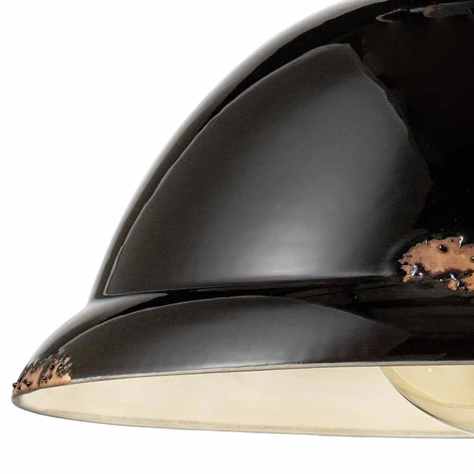 Lampadario a campana vintage in ceramica e metallo Angela Ferroluce Viadurini
