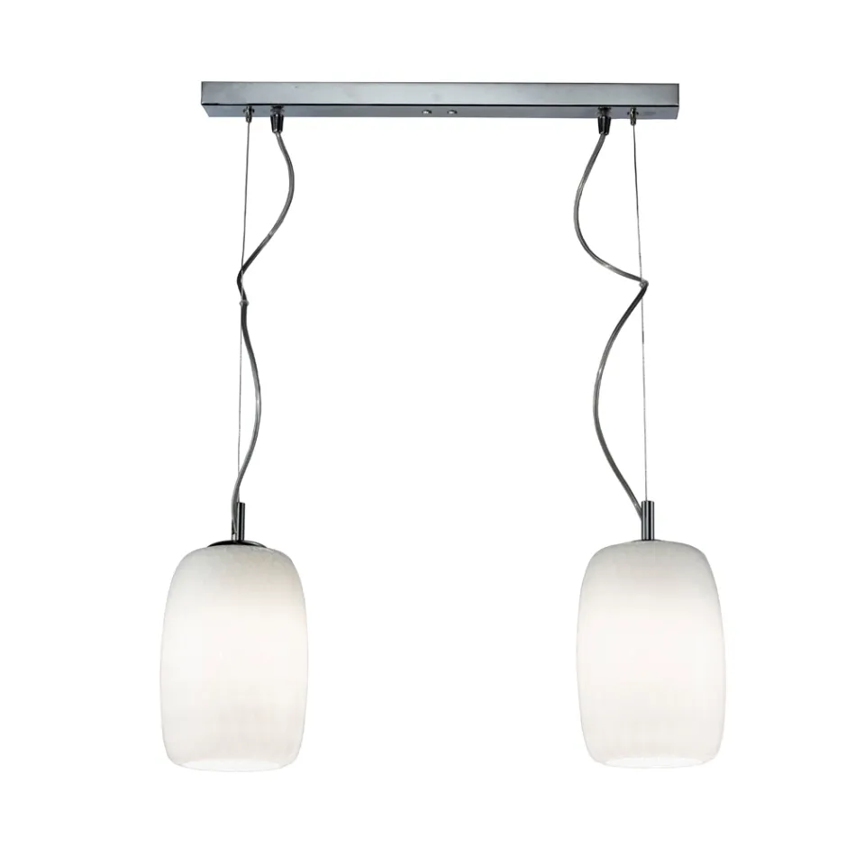Lampadario a Due o Tre Lumi in Vetro Soffiato a Mano Made in Italy - Sibilla Viadurini