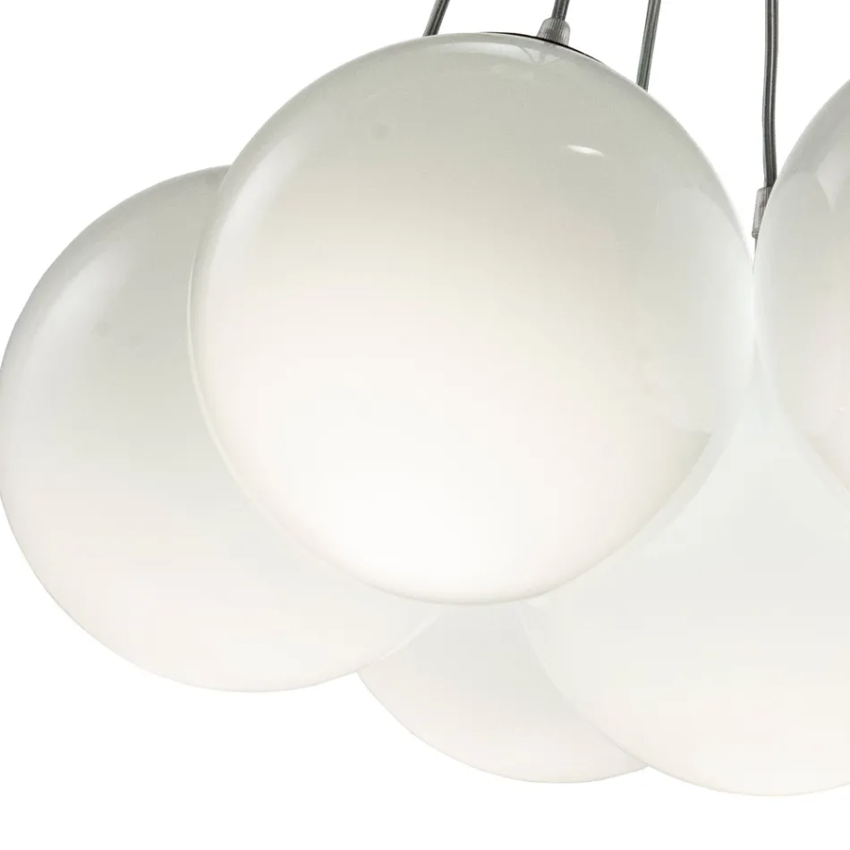 Lampadario a Sette Lumi in Vetro Lucido o Satinato Made in Italy - Althea Viadurini