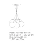 Lampadario a Sette Lumi in Vetro Lucido o Satinato Made in Italy - Althea Viadurini