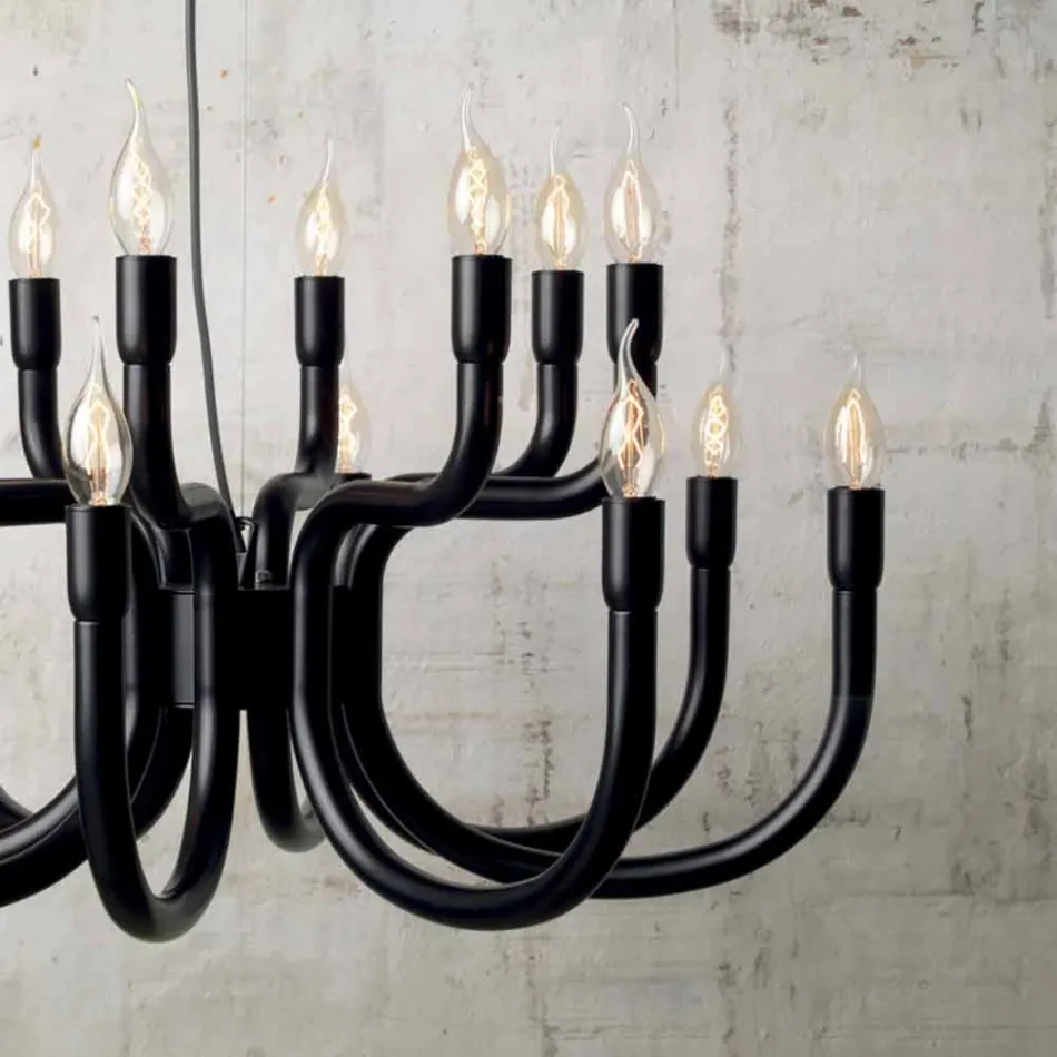 Lampadario a Sospensione a 16 o 32 Luci in Alluminio Bianco o Nero - Alviso Viadurini