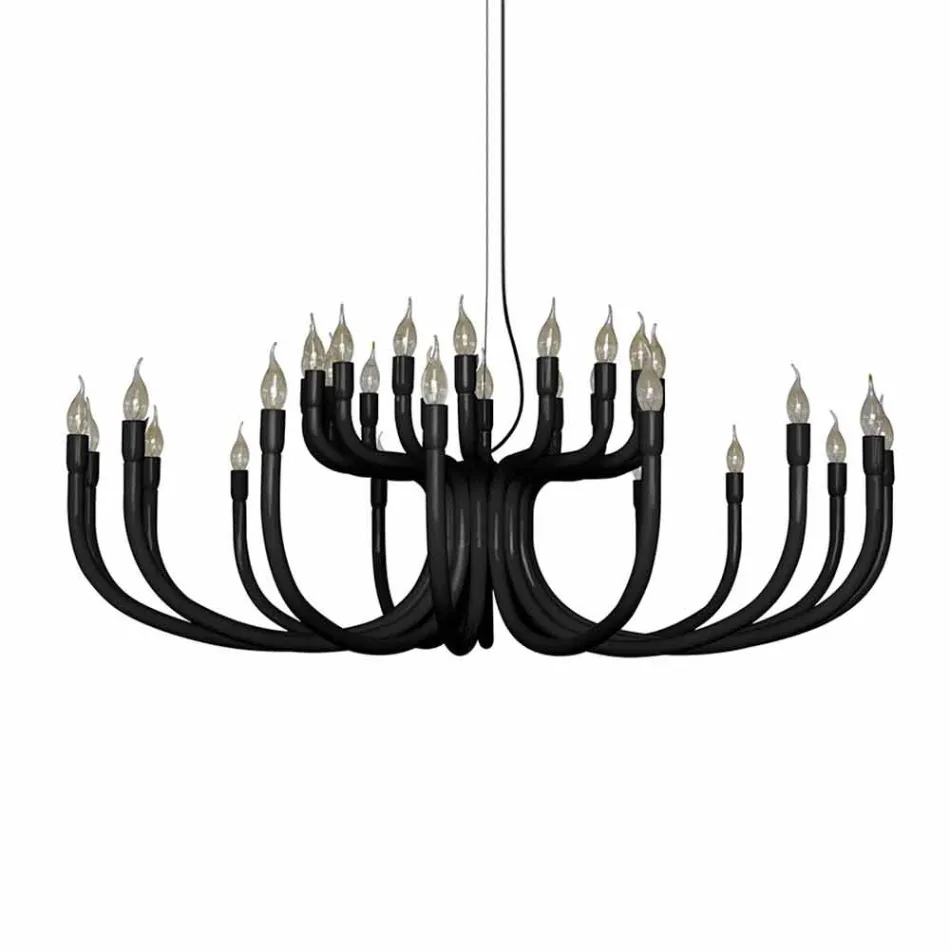 Lampadario a Sospensione a 16 o 32 Luci in Alluminio Bianco o Nero - Alviso Viadurini