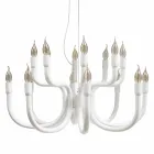 Lampadario a Sospensione a 16 o 32 Luci in Alluminio Bianco o Nero - Alviso Viadurini