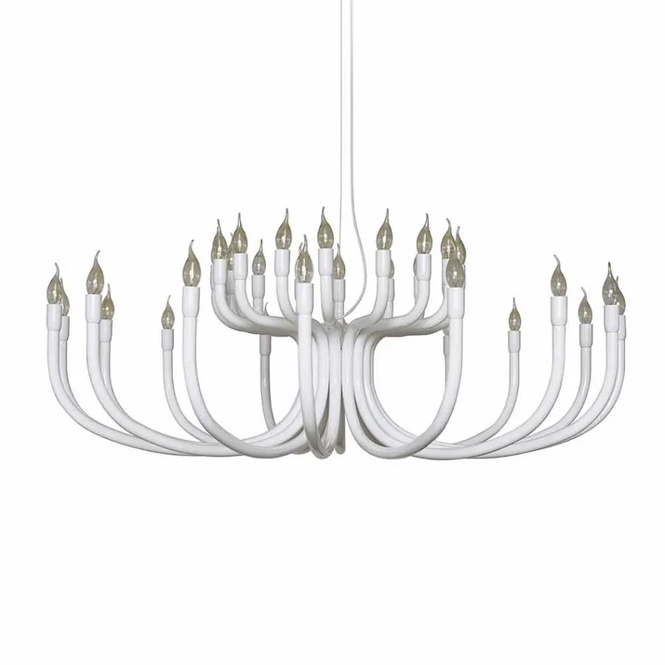 Lampadario a Sospensione a 16 o 32 Luci in Alluminio Bianco o Nero - Alviso Viadurini