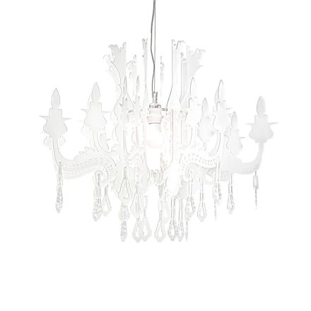 Lampadario a Sospensione Bianco Satinato in Plexiglass Made in Italy - Luca Viadurini