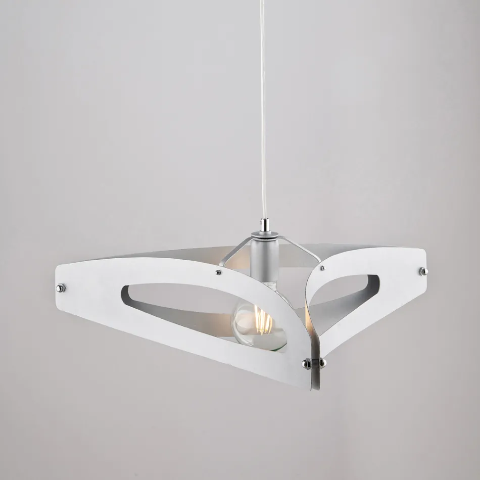 Lampadario a Sospensione in Metallo Bianco Cromo Argento per - Apus Viadurini
