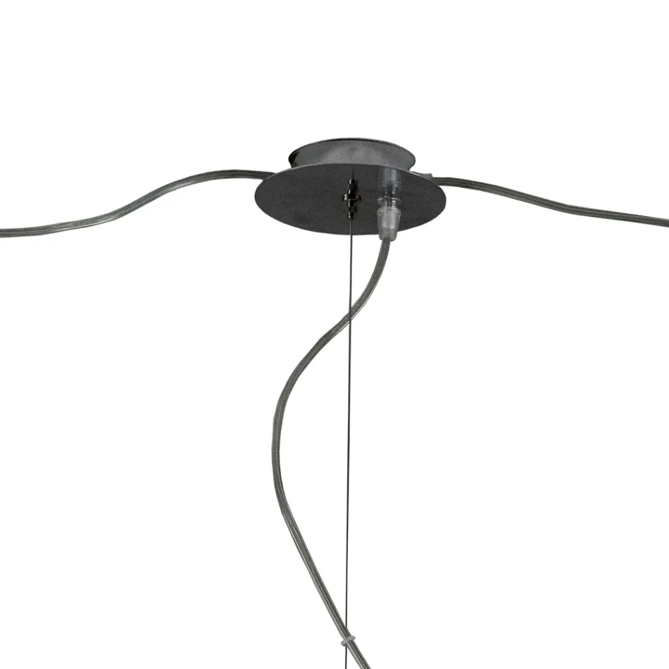 Lampadario a Tre Lumi Grandi Decentrati in Vetro Soffiato Made in Italy - Elisia Viadurini