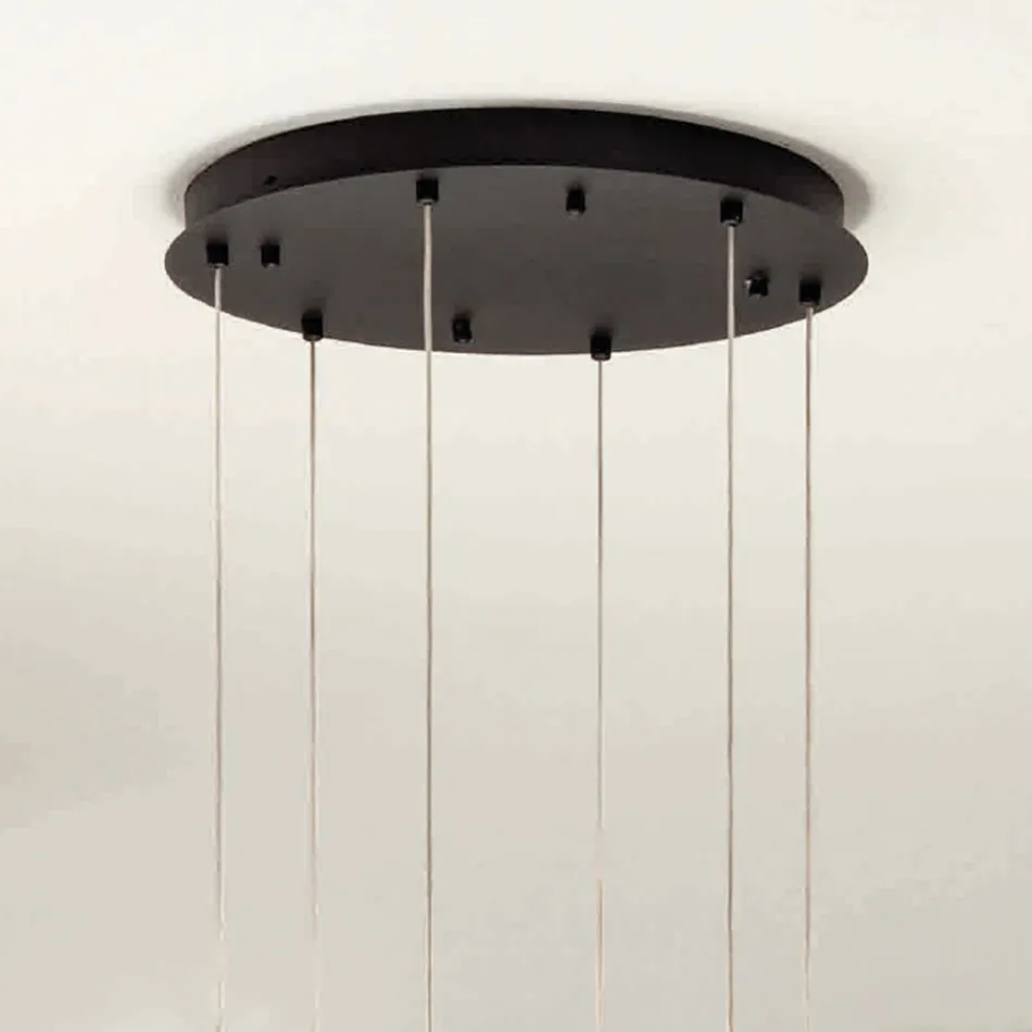 Lampadario Appeso in Metallo Verniciato Nero con 6 Luci LED - Cedro Viadurini