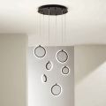 Lampadario Appeso in Metallo Verniciato Nero con 6 Luci LED - Cedro
