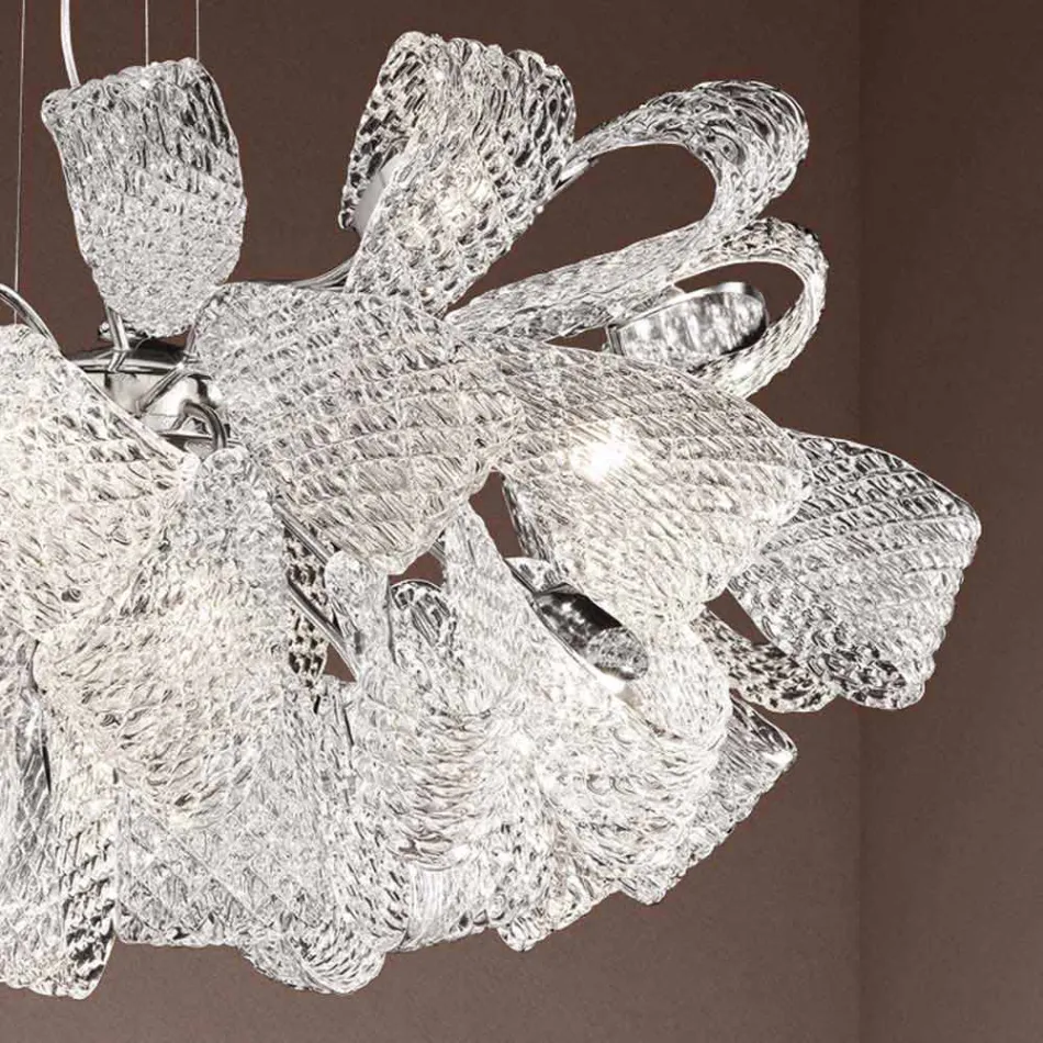 Lampadario Artigianale a 21 Luci in Vetro Veneziano, Made in Italy - Diamonique Viadurini