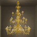 Lampadario in Vetro Veneziano e Oro Artigianale a 28 Luci Made in Italy - Regina