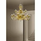 Lampadario Artigianale da 18 Luci in Vetro di Venezia, Made in Italy - Regina Viadurini