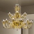Lampadario Artigianale da 18 Luci in Vetro di Venezia, Made in Italy - Regina