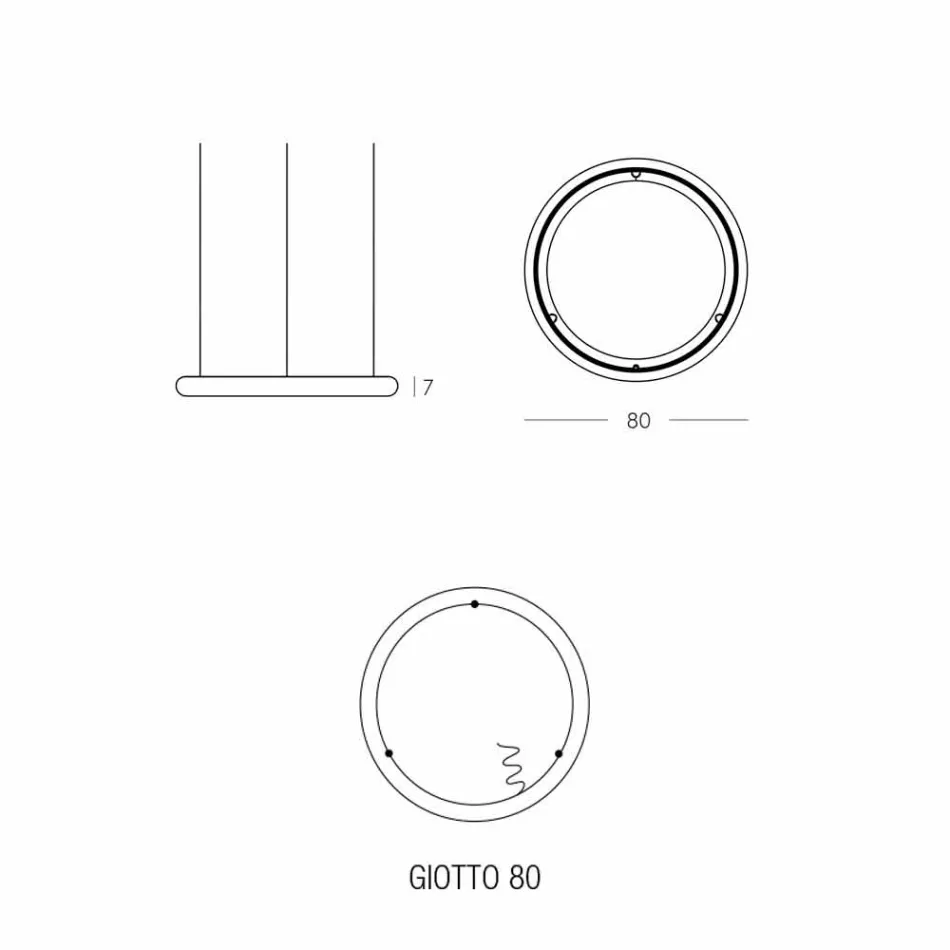 Lampadario Bianco di Design con Rosone in Metallo Made in Italy - Slide Giotto Viadurini