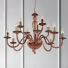 Lampadario Classico 12 Luci in Vetro Italiano a Mano e Metallo - Oliver Viadurini