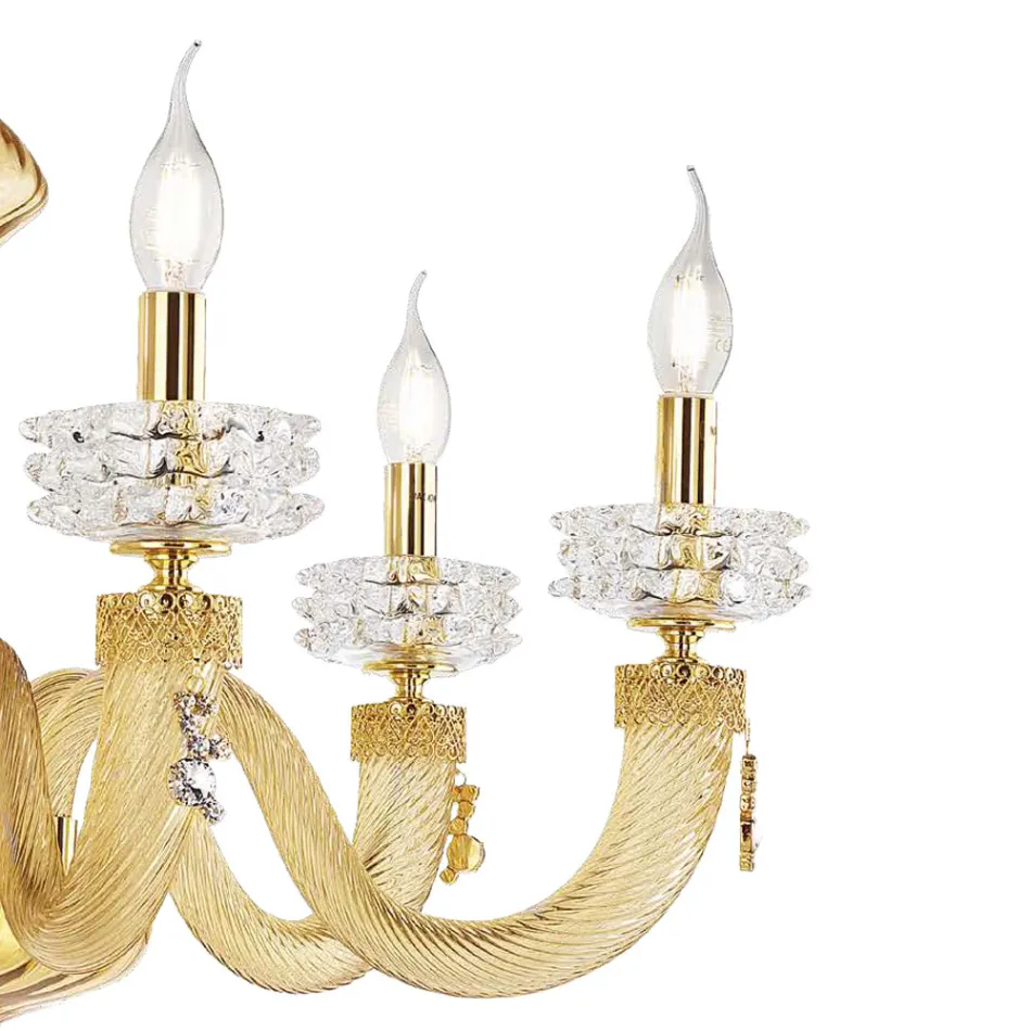 Lampadario Classico 18 Luci in Vetro Artigianale di Lusso Italiano - Saline Viadurini