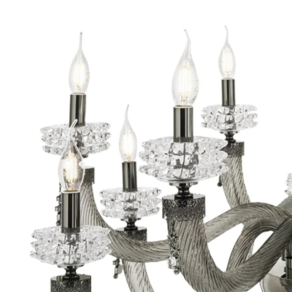 Lampadario Classico 18 Luci in Vetro Artigianale di Lusso Italiano - Saline Viadurini