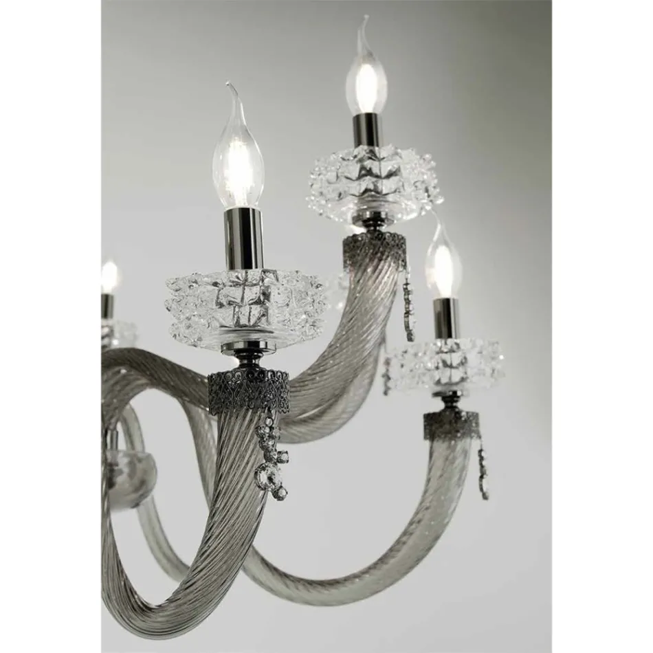 Lampadario Classico 30 Luci in Vetro Artigianale di Lusso Italiano - Saline Viadurini