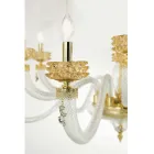 Lampadario Classico 6 Luci in Vetro Artigianale di Lusso Italiano - Saline Viadurini