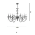 Lampadario Classico 8 Luci in Vetro Artigianale di Lusso Italiano - Saline Viadurini