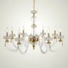 Lampadario Classico 8 Luci in Vetro Artigianale di Lusso Italiano - Saline Viadurini