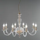 Lampadario Classico 8 Luci in Vetro Italiano a Mano e Metallo - Oliver Viadurini
