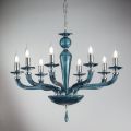 Lampadario Classico 8 Luci Vetro Fatto a Mano Rigaton e Metallo - Fievole