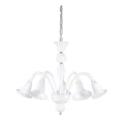 Lampadario Classico Artigianale in Vetro Veneziano Bianco Soffiato - Elsa Viadurini