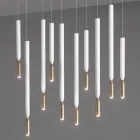 Lampadario con 10 Luci LED in Metallo Verniciato e Cavi Regolabili - Larice Viadurini
