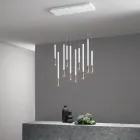 Lampadario con 10 Luci LED in Metallo Verniciato e Cavi Regolabili - Larice Viadurini