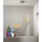 Lampadario con 2 LED con Inserto Amovibile in Vetro Granigliato - Catalpa Viadurini