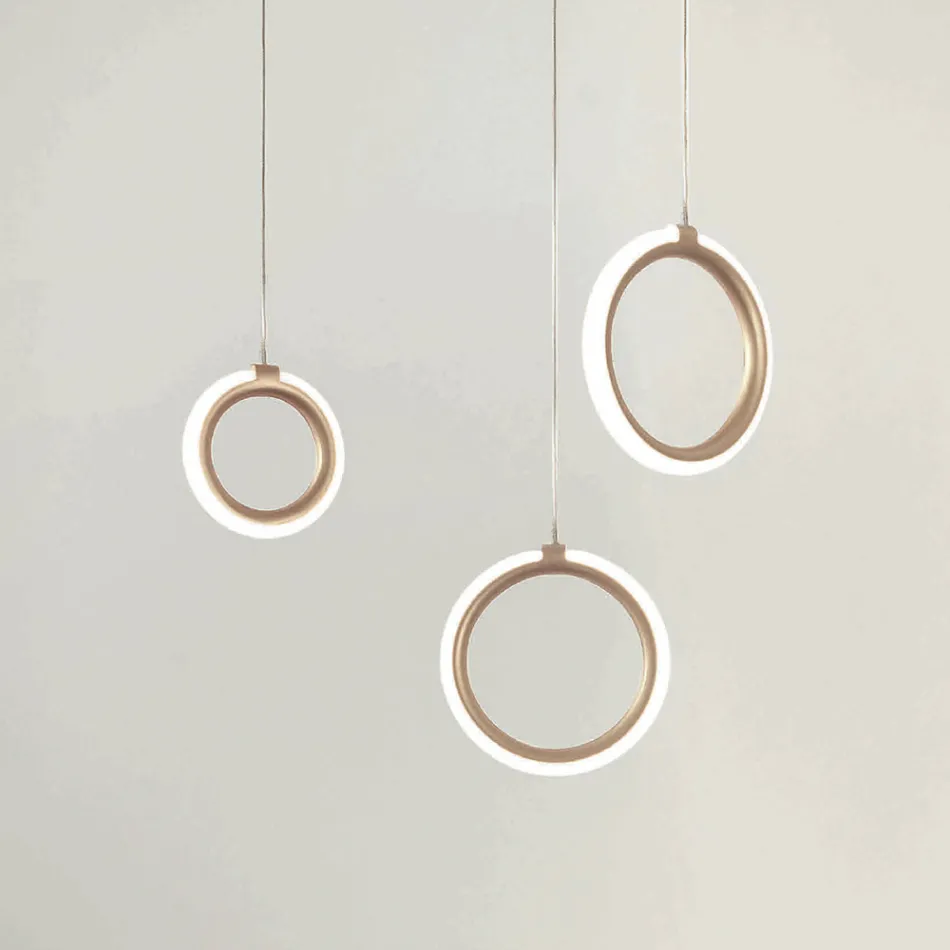 Lampadario con 3 Luci LED in Metallo Verniciato e Vetro Opzionale - Cedro Viadurini
