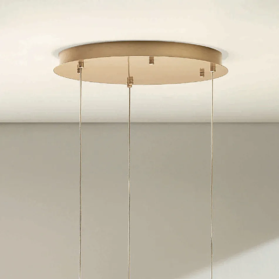 Lampadario con 3 Luci LED in Metallo Verniciato e Vetro Opzionale - Cedro Viadurini