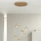 Lampadario con 6 LED e Base Rotonda in Metallo Verniciato Color Oro - Carpino Viadurini