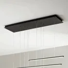 Lampadario con Luci LED Orizzontali in Metallo e Cavetti Regolabili - Arancio Viadurini