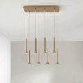Lampadario con Montatura Metallica Verniciata Oro e Cavi Regolabili - Betulla