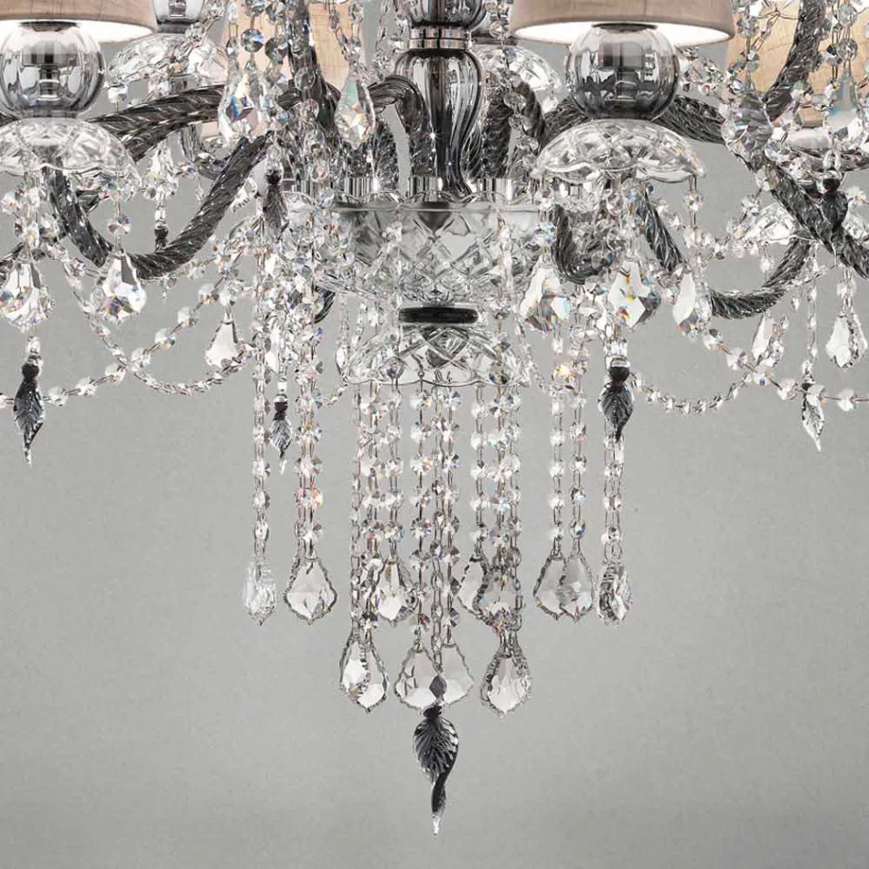 Lampadario da 12 Luci Artigianale in Vetro Veneziano, Made in Italy - Milagros Viadurini
