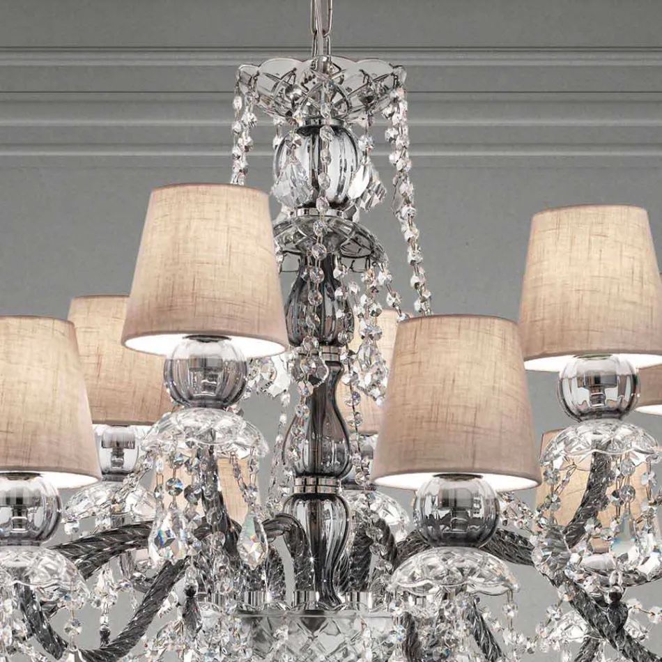 Lampadario da 12 Luci Artigianale in Vetro Veneziano, Made in Italy - Milagros Viadurini