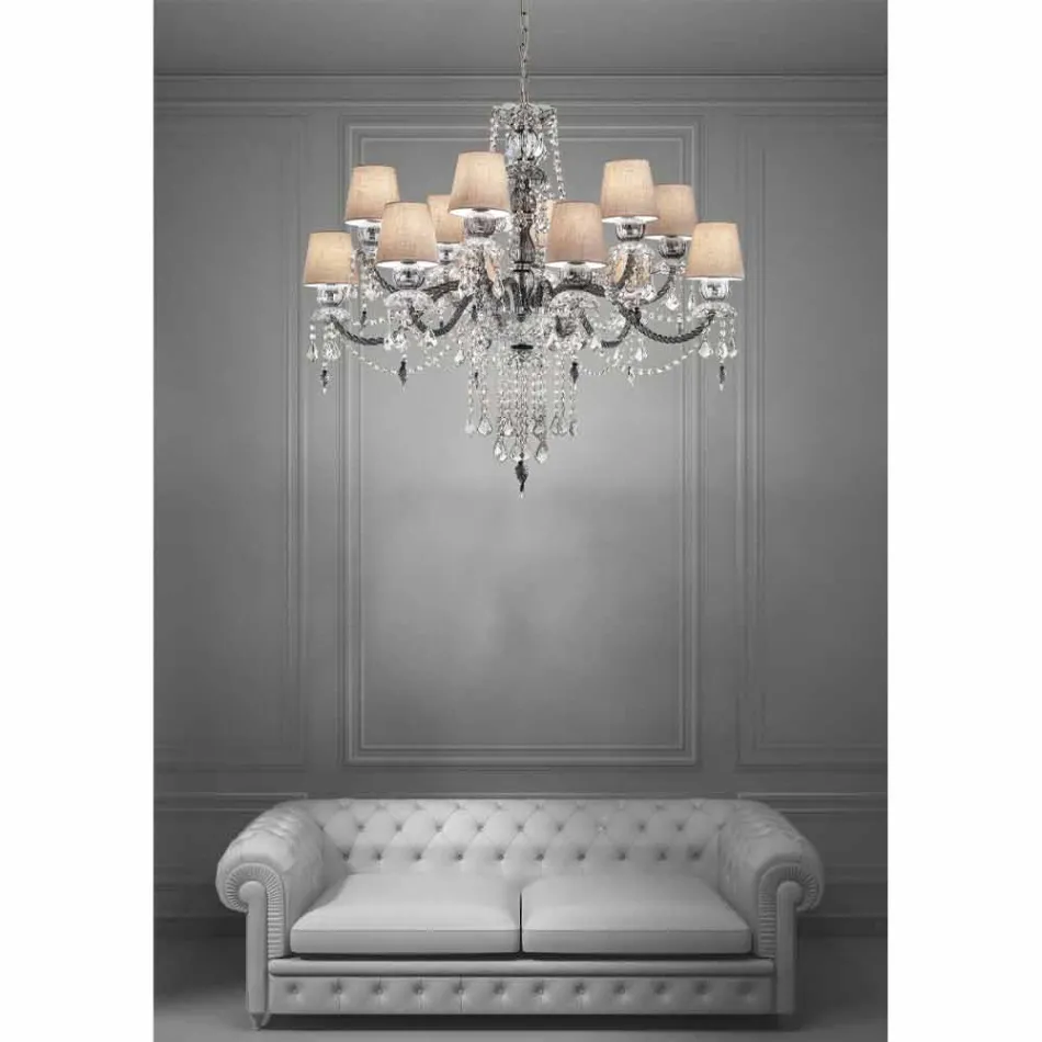 Lampadario da 12 Luci Artigianale in Vetro Veneziano, Made in Italy - Milagros Viadurini