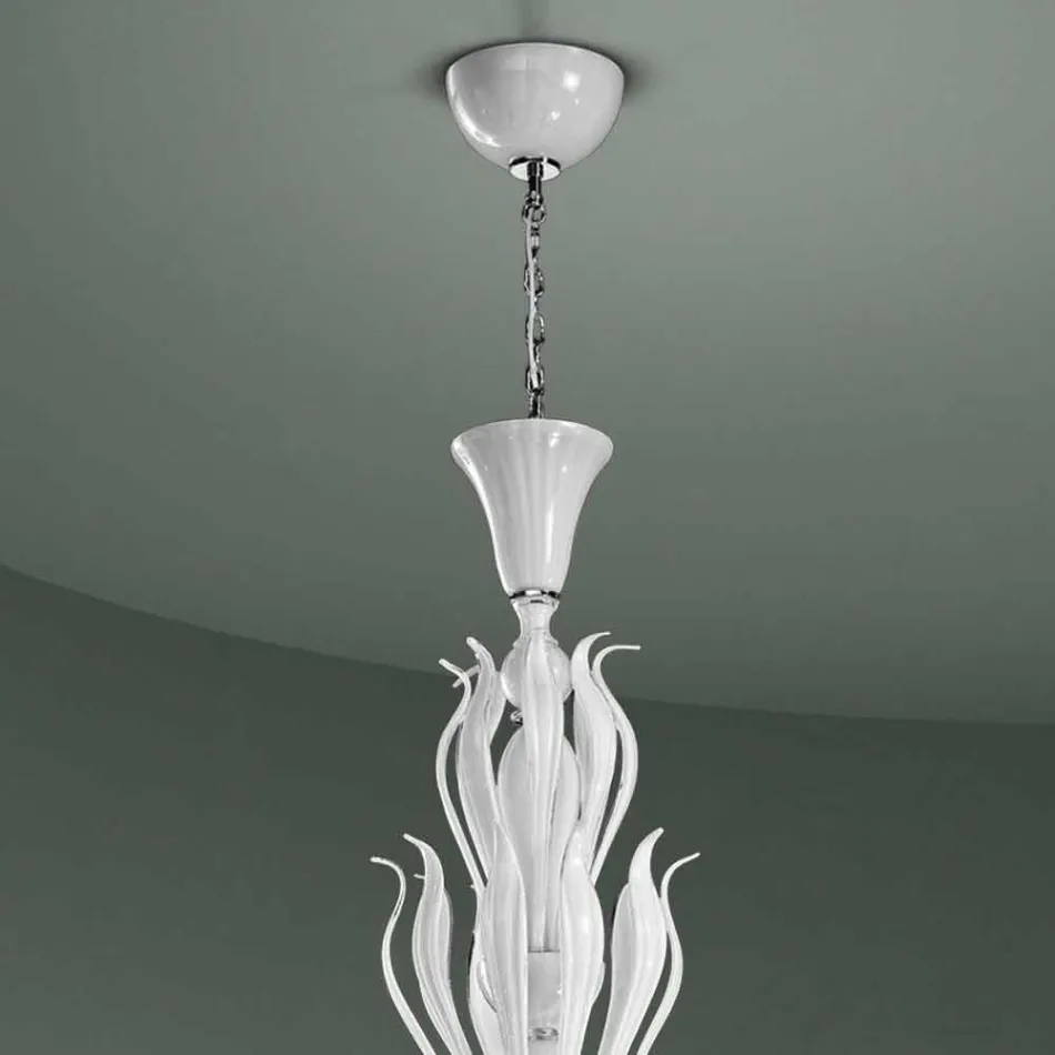 Lampadario da 12 Luci in Vetro di Venezia Realizzato a Mano in Italia - Agustina Viadurini