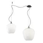 Lampadario Decentrato con Lume Piccolo e Grande in Vetro Made in Italy - Elisia Viadurini