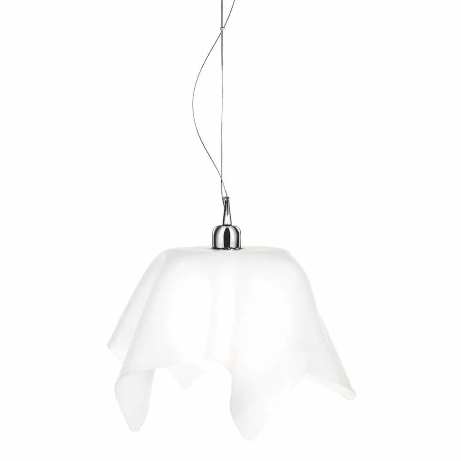 Lampadario design bianco satinato con drappeggio Dafne made in Italy Viadurini